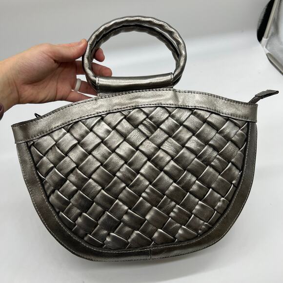Patricia Nash Leather Ossi Satchel with Crossbody Strap Platinum - Picture 1 of 14
